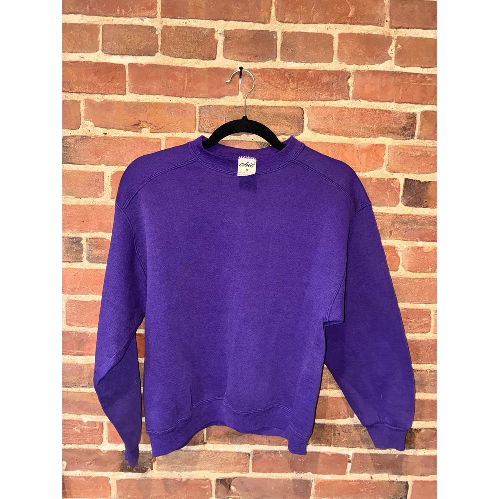 Chic Women's S Purple Crewneck Long Sleeve Pullover Sweatshirt